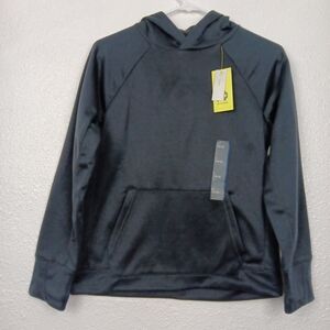 All In Motion Hoodie Boys L 10/12 Black Tech Fleece Sweatshirt Thumbholes NWT
